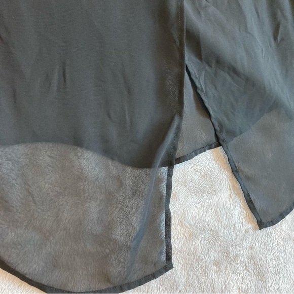 Free People Black Long Sleeve Button Down Sheer Bottom Half Size Small - Picture 8 of 12